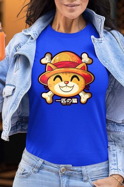 One Lucky Cat - Tshirt Femme-MARINE