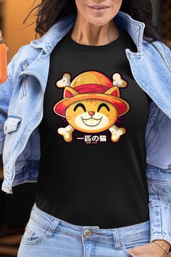 One Lucky Cat - Tshirt Femme-MARINE
