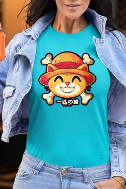 One Lucky Cat - Tshirt Femme - FC-TURQUOISE
