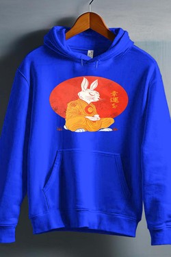 Meditation Rabbit - Sweat capuche Homme-MARINE