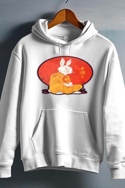 Meditation Rabbit - Sweat capuche Homme-MARINE