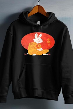 Meditation Rabbit - Sweat capuche Homme-MARINE