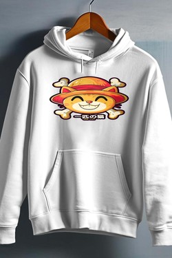 One Lucky Cat - Sweat capuche Homme-GRIS