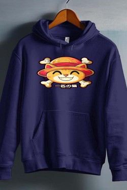 One Lucky Cat - Sweat capuche Homme-GRIS