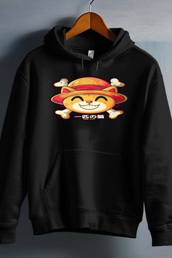 One Lucky Cat - Sweat capuche Homme-GRIS