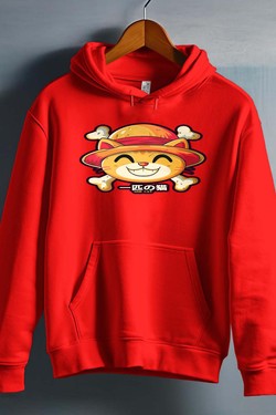 One Lucky Cat - Sweat capuche Homme-GRIS