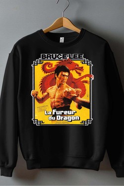 Dragon Spirit bruc lee - Sweat Col Rond Homme-MARINE