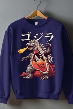 godzila vs titanic - Sweat Col Rond Homme-BLEU ROI