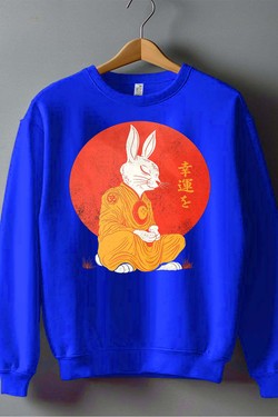 Meditation Rabbit - Sweat Col Rond Homme-BLEU ROI
