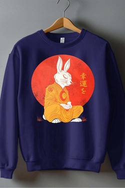 Meditation Rabbit - Sweat Col Rond Homme-BLEU ROI