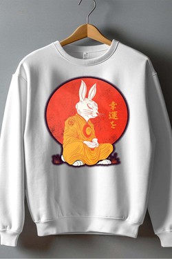 Meditation Rabbit - Sweat Col Rond Homme-BLEU ROI
