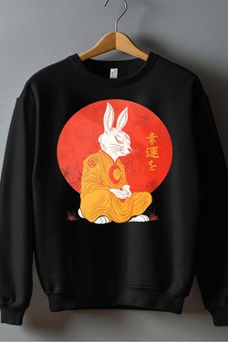 Meditation Rabbit - Sweat Col Rond Homme-BLEU ROI
