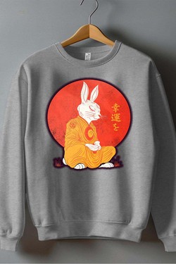 Meditation Rabbit - Sweat Col Rond Homme-BLEU ROI