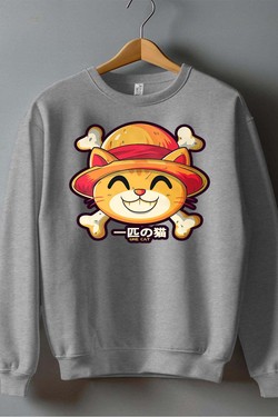 One Lucky Cat - Sweat Col Rond Homme-BLEU ROI