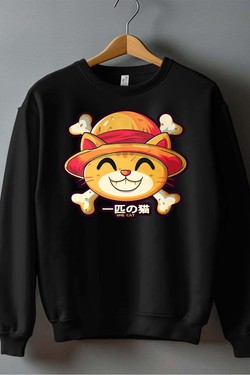 One Lucky Cat - Sweat Col Rond Homme-BLEU ROI