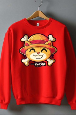 One Lucky Cat - Sweat Col Rond Homme-BLEU ROI