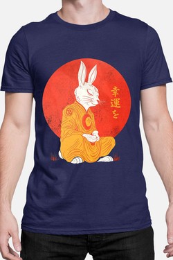 Meditation Rabbit - Tshirt Homme-MARINE