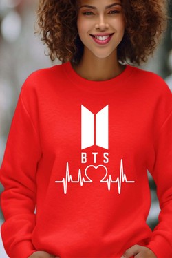 BTS Pulse - Sweat Col Rond Femme-ROUGE
