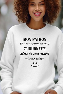 Work Escape - Sweat Col Rond Femme-BLEU ROI