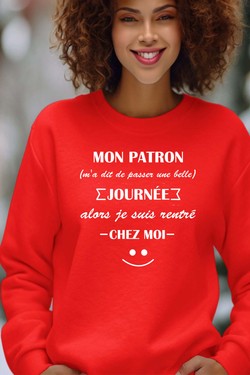 Work Escape - Sweat Col Rond Femme-BLEU ROI