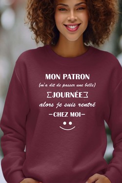 Work Escape - Sweat Col Rond Femme-BLEU ROI
