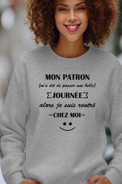Work Escape - Sweat Col Rond Femme-BLEU ROI