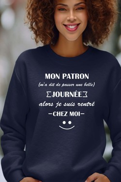 Work Escape - Sweat Col Rond Femme-BLEU ROI