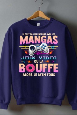 Otaku Gamer - Sweat Col Rond Homme-BLEU ROI