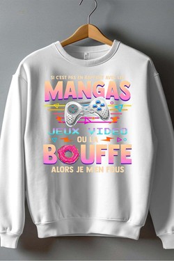 Otaku Gamer - Sweat Col Rond Homme-BLEU ROI