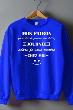 Work Escape - Sweat Col Rond Homme-BLEU ROI