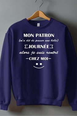 Work Escape - Sweat Col Rond Homme-BLEU ROI