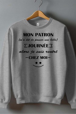 Work Escape - Sweat Col Rond Homme-BLEU ROI