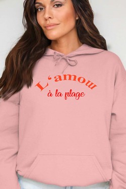 l amow plage - Sweat Capuche Femme-ROSE