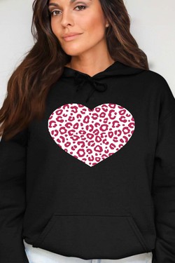 leopard heart - Sweat Capuche Femme-GRIS