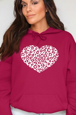 leopard heart - Sweat Capuche Femme-GRIS