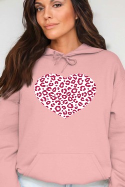 leopard heart - Sweat Capuche Femme-GRIS