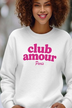 Club amour P - Sweat Col Rond Femme-BLANC