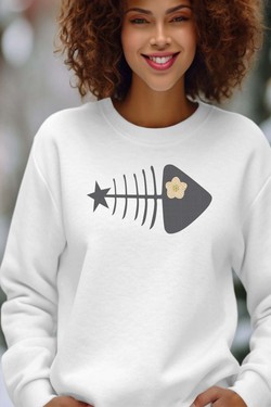 fishbone star - Sweat Col Rond Femme-BLANC