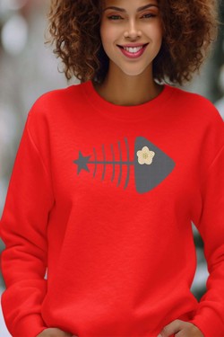 fishbone star - Sweat Col Rond Femme-BLANC