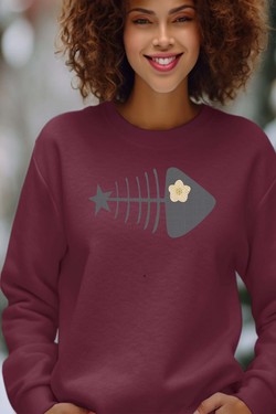 fishbone star - Sweat Col Rond Femme-BLANC