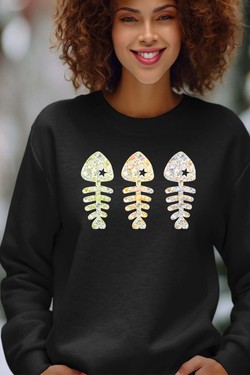 floral fishbone - Sweat Col Rond Femme-BORDEAUX