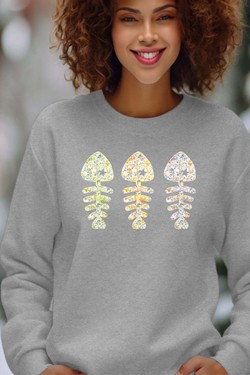 floral fishbone - Sweat Col Rond Femme-BORDEAUX