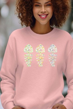 floral fishbone - Sweat Col Rond Femme-BORDEAUX