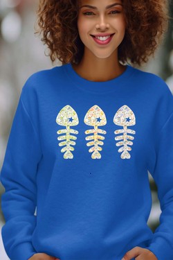 floral fishbone - Sweat Col Rond Femme-BORDEAUX