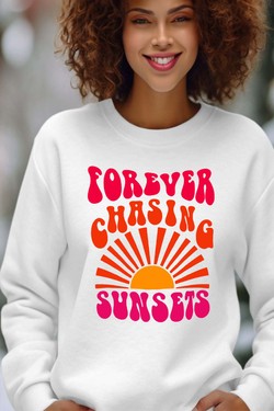 forever chaising sunset - Sweat Col Rond Femme-MARINE