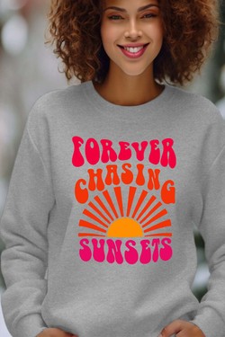 forever chaising sunset - Sweat Col Rond Femme-MARINE