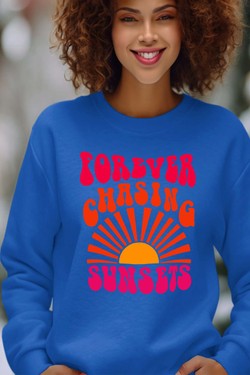 forever chaising sunset - Sweat Col Rond Femme-MARINE