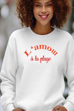 l amow plage - Sweat Col Rond Femme-BLANC