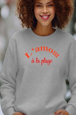l amow plage - Sweat Col Rond Femme-BLANC