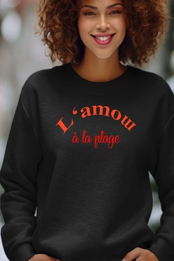 l amow plage - Sweat Col Rond Femme-BLANC